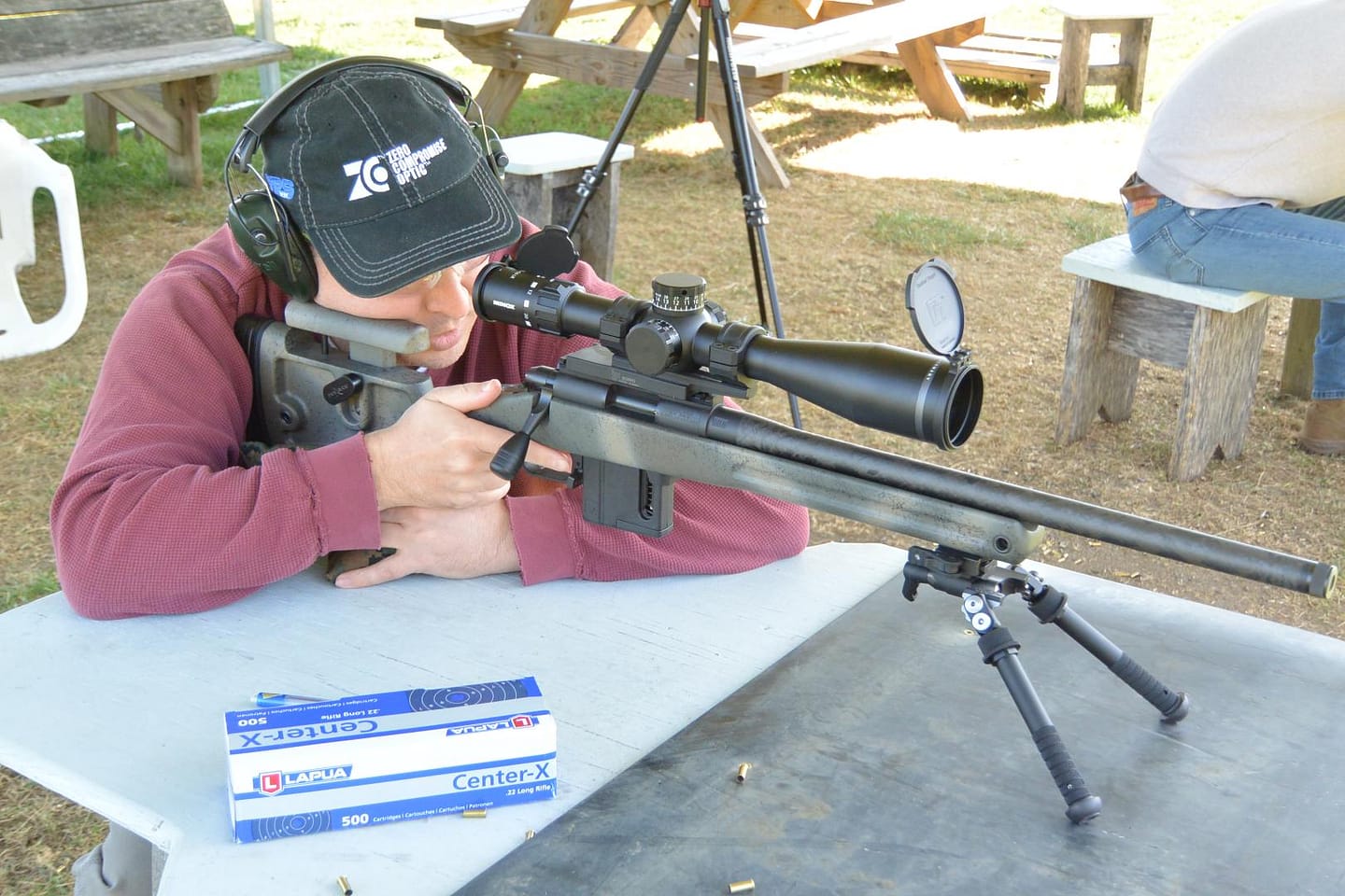 Doing some long range .22lr shooting with the Vudoo V-22, in a Grayboe Phoenix stock