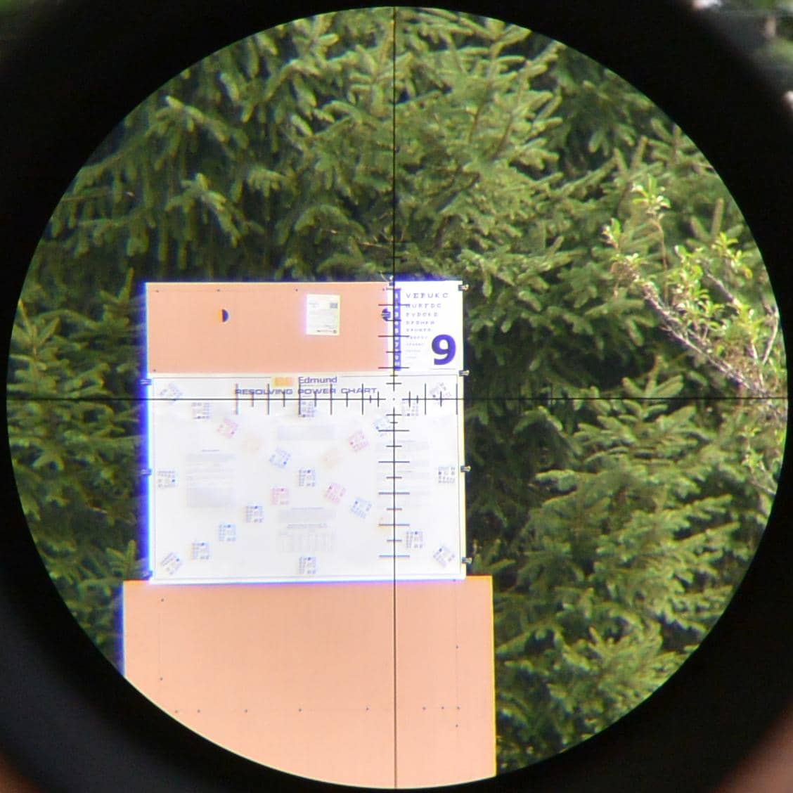 Sightron SIIISS624x50LRFFP/MH reticle on an optical test pattern