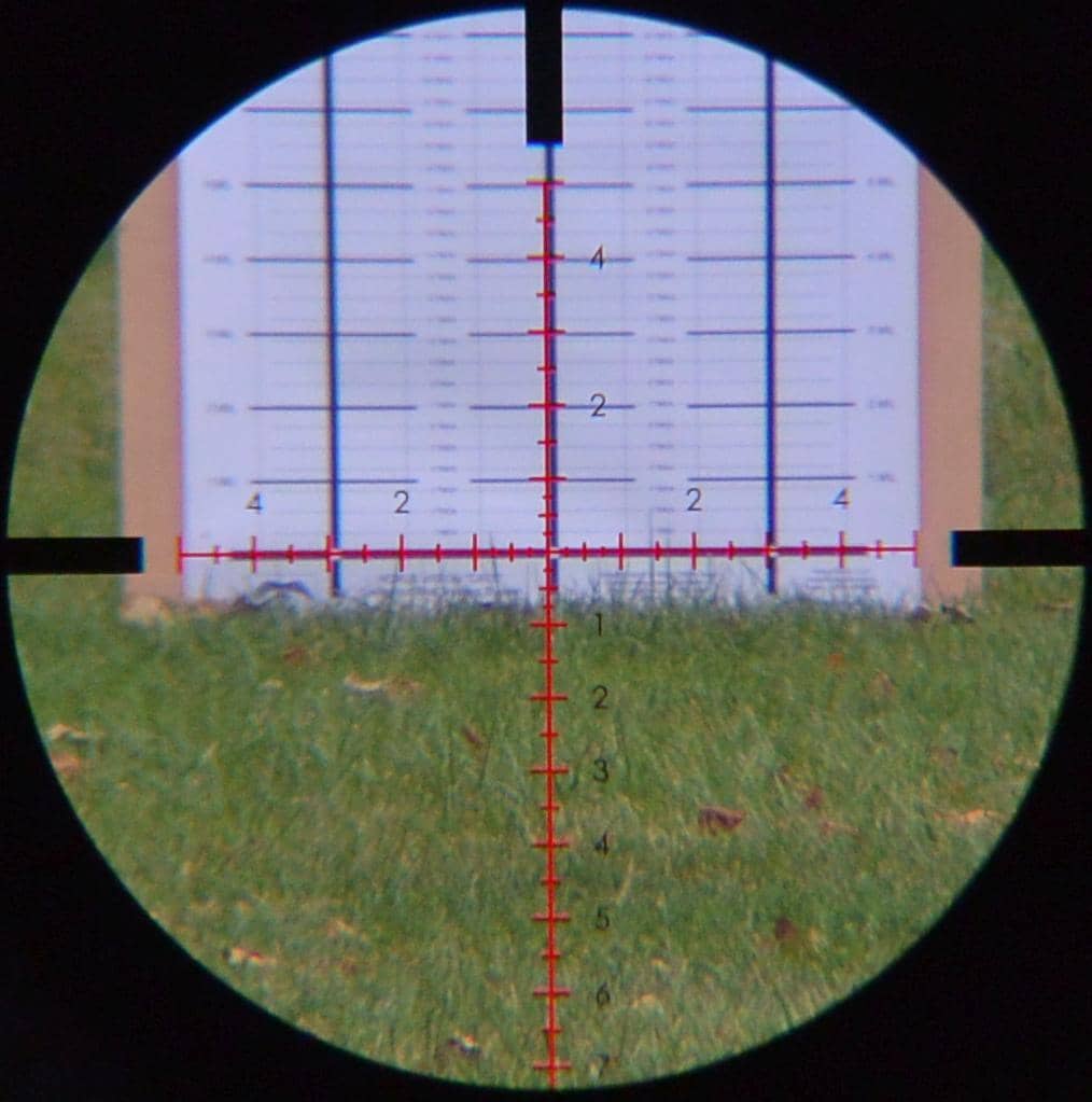 Sightron S-TAC 4-20X50FFPZSIRMH's Mil-Hash reticle on the HORUS CATS target at 20x