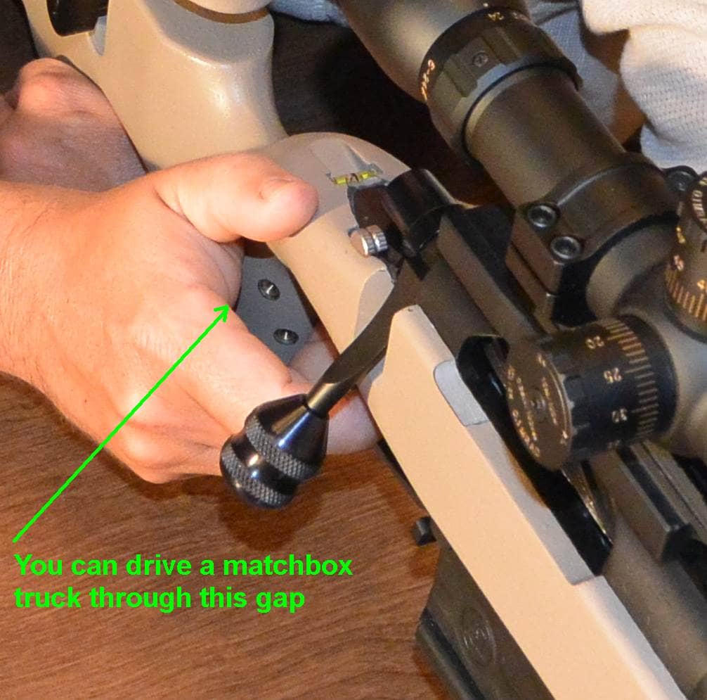 Often positioning for proper trigger finger geometry would leave the rest of your hand in little contact with the stock. 
