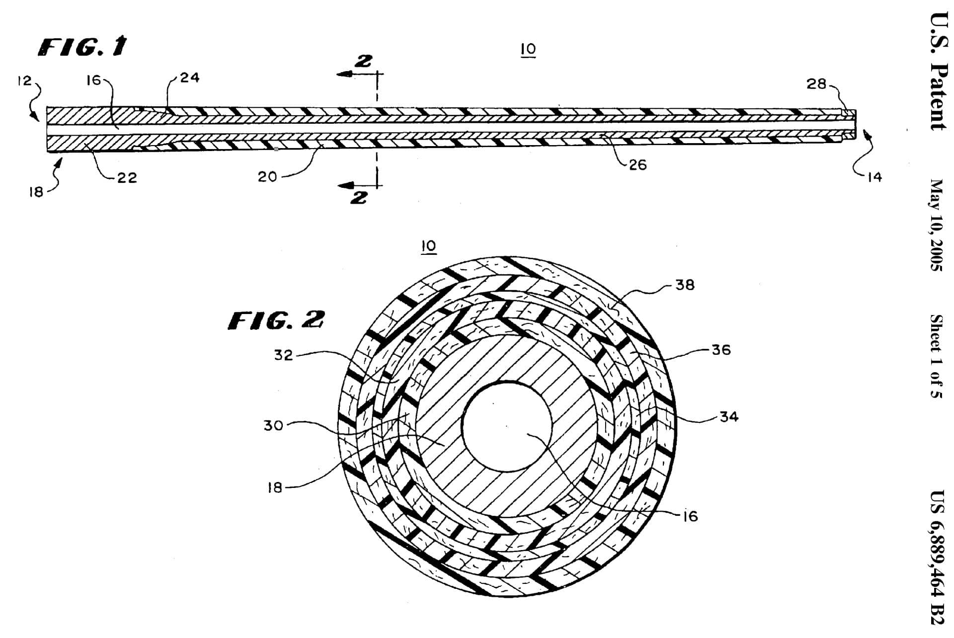 Proof Carbon Barrel Patent 6889464 Figures Showing How the Carbon Wrapping is Layered Around the Steel Core