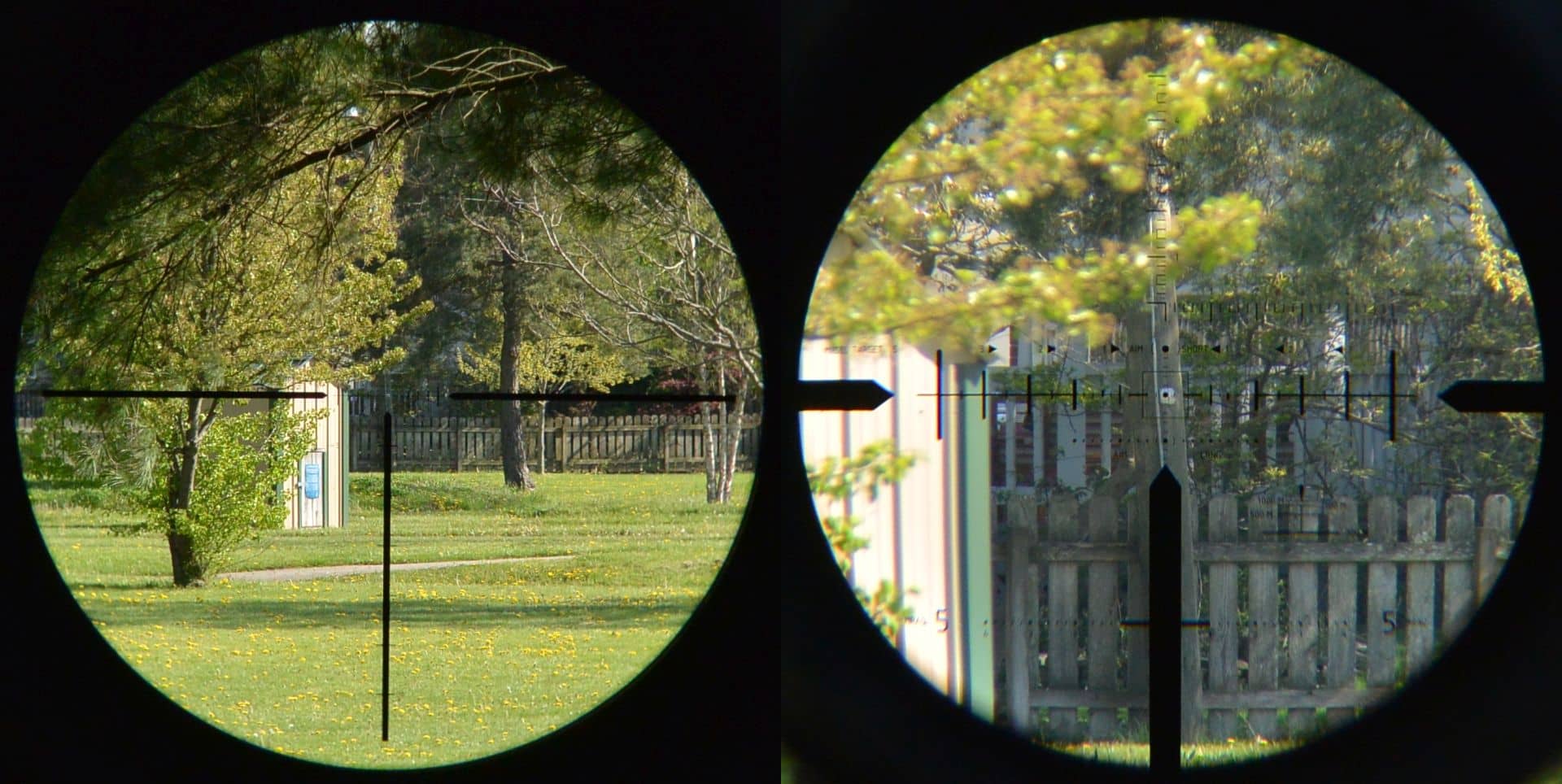 THLR reticle in the Minox ZP5 5-25x56 at low and high power